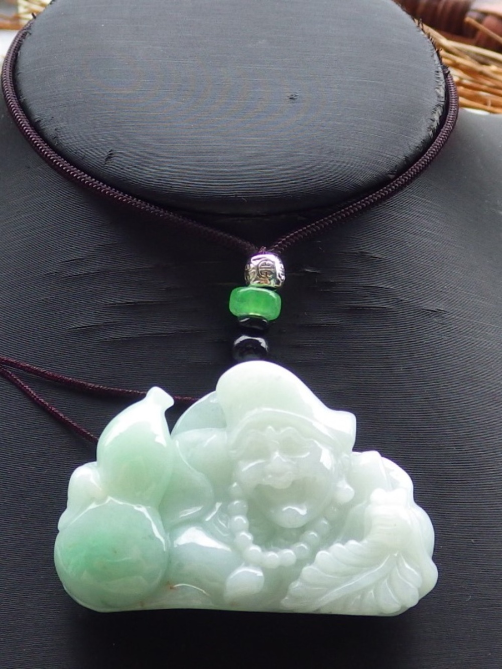 Certified Natural Burma A Jade jadeite Ji Kung Buddha God Pendant Necklace
